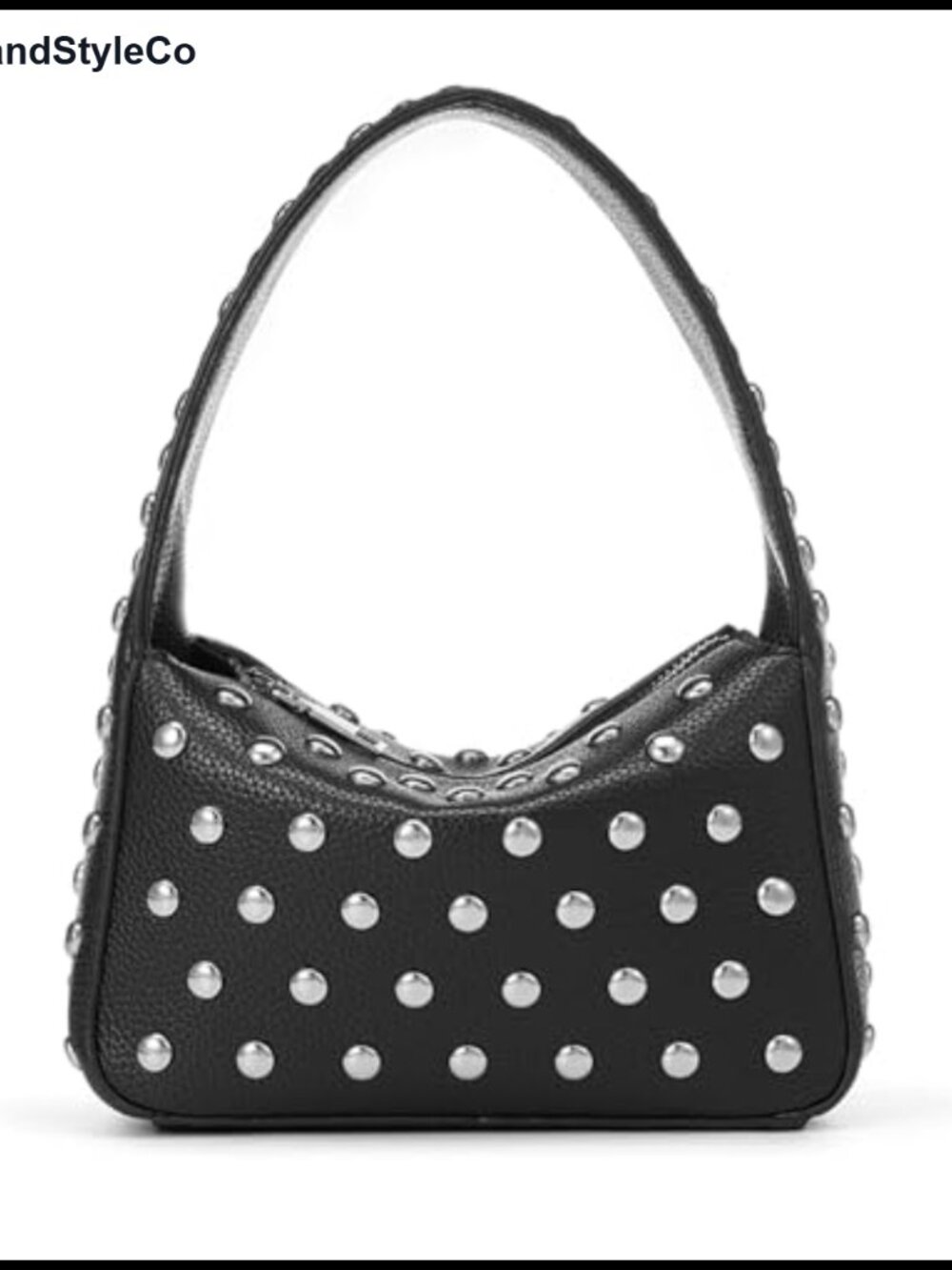 Studded Shoulder Bag Y2K Purse Women's Small PU Handbag Black